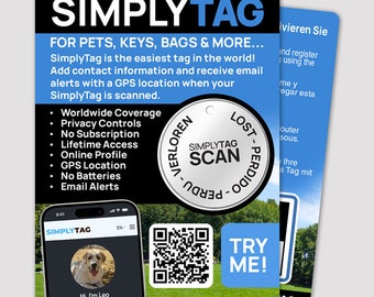 SimplyTag Original Pet Tag with GPS location