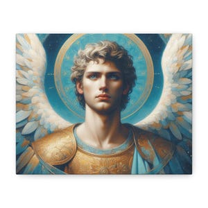 Lienzo del Arcángel Miguel: Empoderamiento del Valor, Arte Angélico para la Pared, Decoración Espiritual para el Hogar, Regalo Religioso, Impresión sin Marco