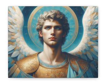 Archangel Michael Empowerment of Courage Canvas, Angelic Wall Art, Spiritual Home Decor, Religious Gift, Unframed Print