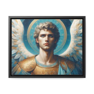 Canvas Wrap Art, Archangel Michael Empowerment of Courage, Angelic Spiritual Wall Decor, Heavenly Guardian Angel Gift, Religious Home Decor