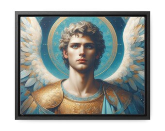 Canvas Wrap Art, Archangel Michael Empowerment of Courage, Angelic Spiritual Wall Decor, Heavenly Guardian Angel Gift, Religious Home Decor