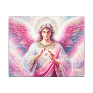 Archangel Chamuel Healer of Hearts Canvas, Wall Art, Angelic Home Decor, Spiritual Gift, Divine Healing Print, Religious Wall Hanging