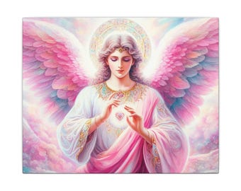 Archangel Chamuel Healer of Hearts Canvas, Wall Art, Angelic Home Decor, Spiritual Gift, Divine Healing Print, Religious Wall Hanging