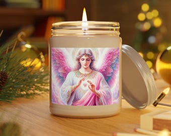 Archangel Chamuel Healer of Hearts Scented Candles, Aromatherapy Candle, 9oz - Unscented Option Available for Relaxation and Meditation,