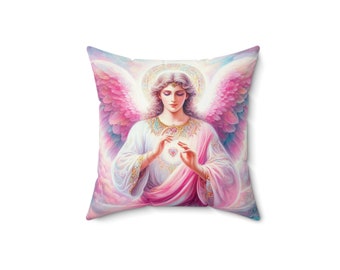 Archangel Chamuel Healer of Hearts Spun Polyester Square Pillow