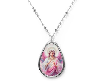 Archangel Chamuel Healer of Hearts Oval Necklace