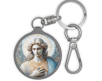 Archangel Raphael Keyring Tag, Healing Angel Keychain, Spiritual Key Holder, Guardian Token, Religious Bag Charm, Protection Amulet
