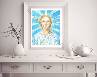 Archangel Gabriel, 8 x 10 angel art,  available only through WhiteRosePath on Etsy