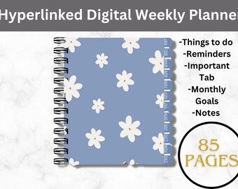 Digital Weekly Planner for GoodNotes & Notability | Calendar, Monthly Goals, To-Do Lists, Reminders, Notes | Hyperlinked