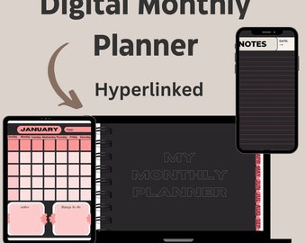 Undated Digital Monthly Planner with Hyperlinks | Organize Your Life Effortlessly | Stay on Track Anytime| Goodnotes