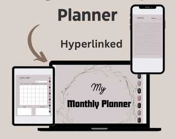 Undated Digital Monthly Planner with Hyperlinks | Organize Your Life Effortlessly | Stay on Track Anytime| Minimalist| Goodnotes