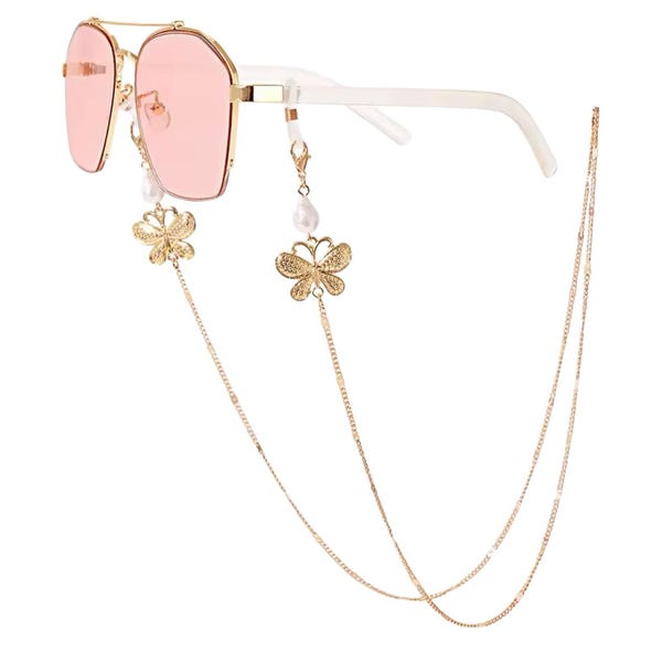 Crystal Beaded Sunglasses Chain • Reading Glasses Strap Holder • Link Chain For Glasses • Gold Chain • Gift for Her • Jewelry