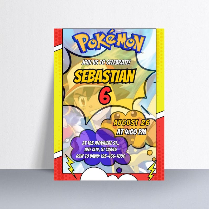 Pokemon Birthday Invitation Template - Editable Digital Invite ...