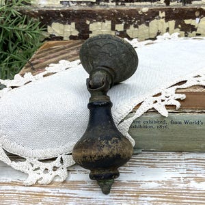Antique Tear Drop Drawer Pull, Eastlake Victorian Brass Wood Restoration Knobs