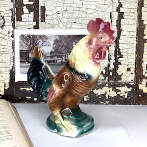 Chicken Mom Vintage Rooster Planter, Royal Copley Planter Pot, Indoor Houseplants Succulent Display, Farm House Animal Planter