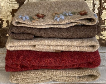 Felted Wool Sweater Fabric Scraps-Recycled Wool Sweater-DeStash Wool Scrap Lot-Upcycled Wool Remnants