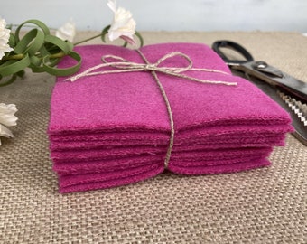 Felted Wool Fabric Scraps-Recycled Wool-DeStash Wool Scrap Lot-Upcycled Wool Remnants-Pink Wool Squares-Felting Wool