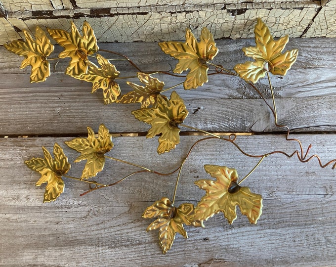 Brass Copper Leaf Wall Art MCM Metal Wall Hanging Mid Century Modern Brass Wall Decor Etsy