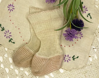 Antique Baby Socks, Crocheted Baby Socks, Baby Girl Layette, Baby Knit Stockings, Antique Baby Booties, Infant Girl Socks, Nursery Decor