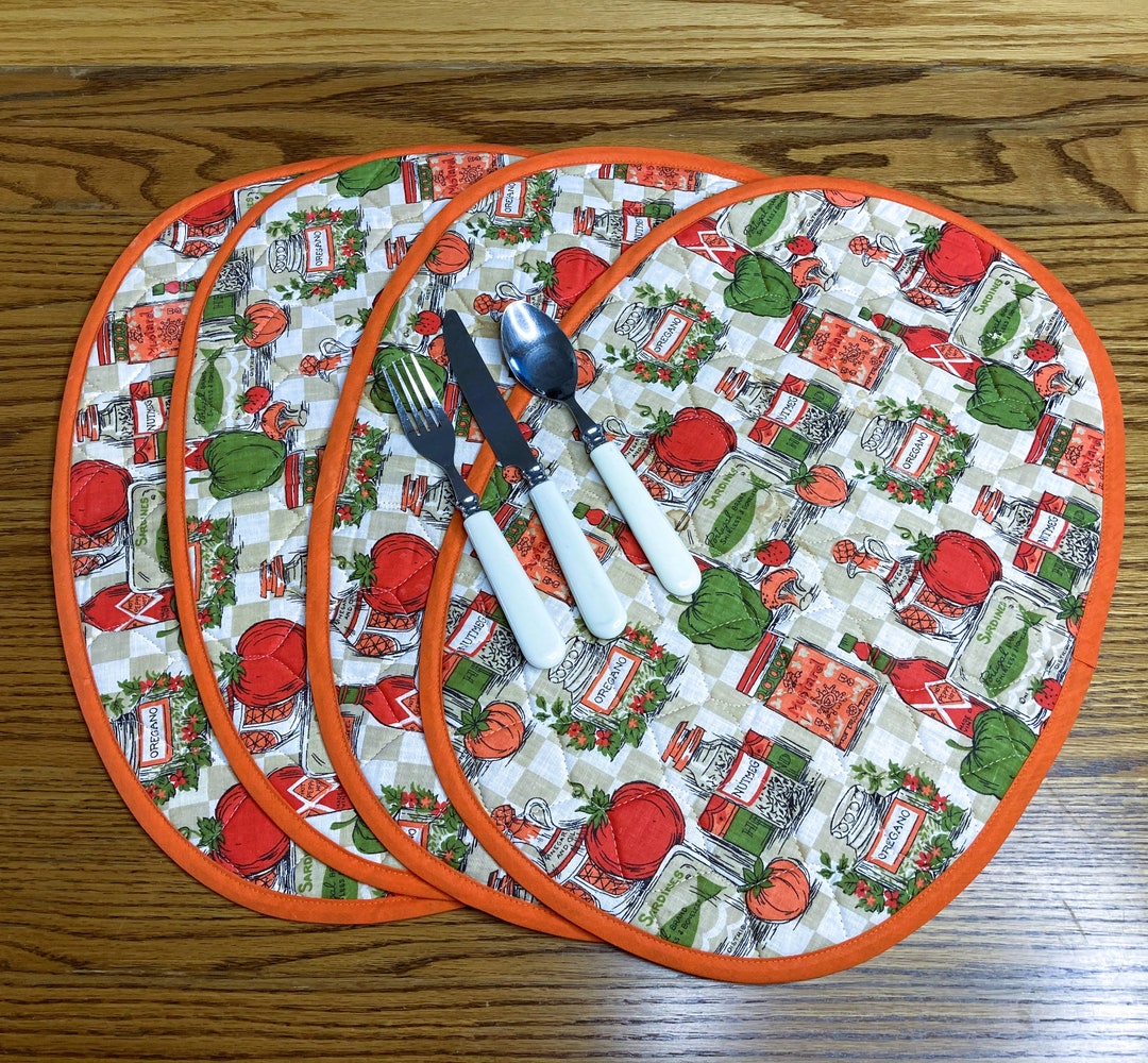 Vintage Quilted Placemats70s Oval Placematsset of Etsy