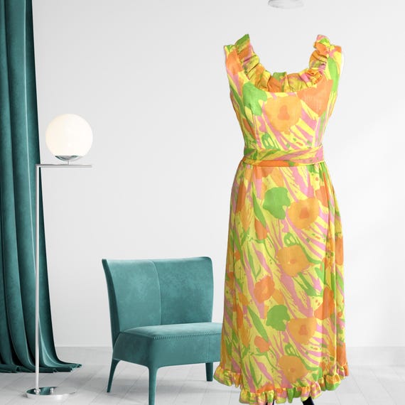 bright floral formal dress Red and Pink Floral Dress - Slip Maxi Dress - Floral Slip Dress