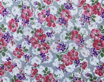 Cotton Lawn Fabric-Vintage Floral Cotton Lawn-Pink Floral Lawn Fabric-Lightweight Cotton Fabric-Fine Cotton Lawn