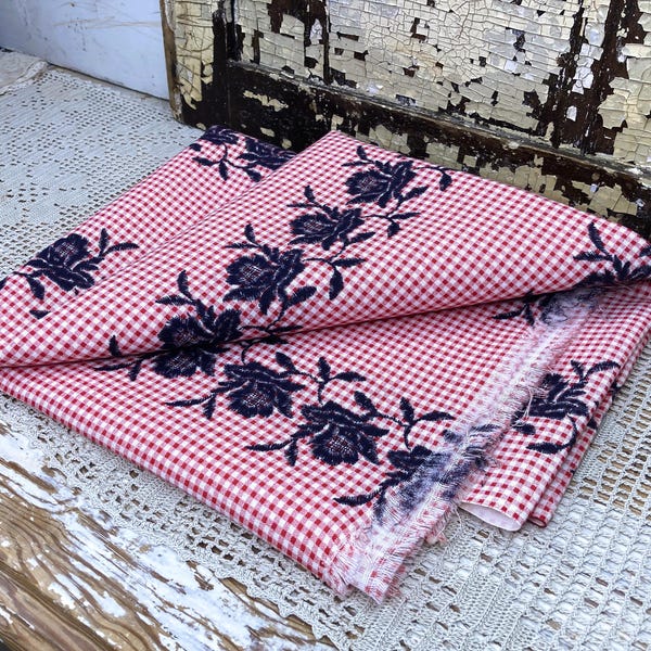 Vintage Feed Sack Fabric, Checkered Gingham Feed Bag, Full Size Grain Sugar Flour Sack