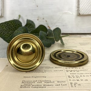 Vintage Brass Drawer Knob Backplate, Round Brass Cupboard Pull, Furniture Restorer Supply