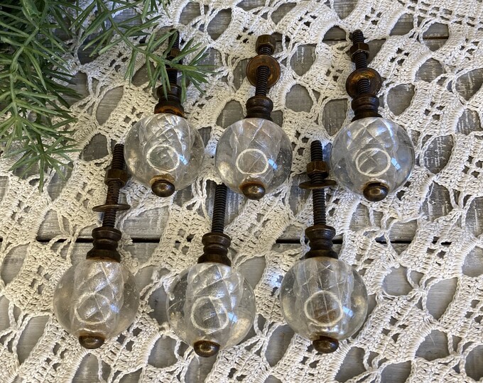 Vintage Glass Drawer Pullsglass Knobsround Glass Etsy