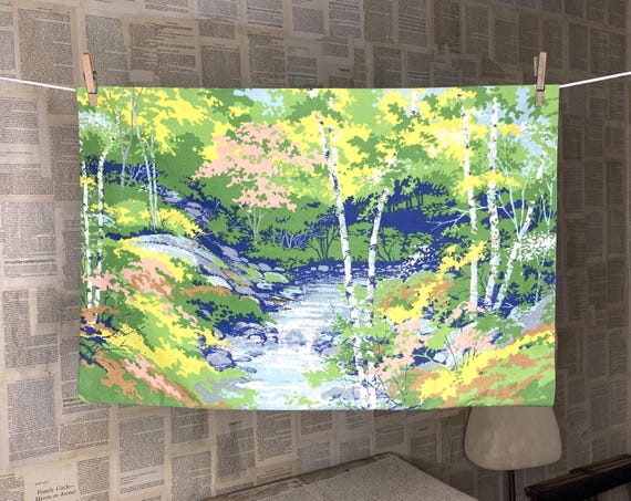 Burlington House Forest Stream Pillowcase, Vintage Percale Landscape Pattern Bedding, Mix Match Pillow Cover