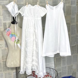 Vintage Christening Dress, Unisex Baptism Gown Set, Dedication Blessing Gown Gift Set, Handmade Christening Gown Lace and Embroidery
