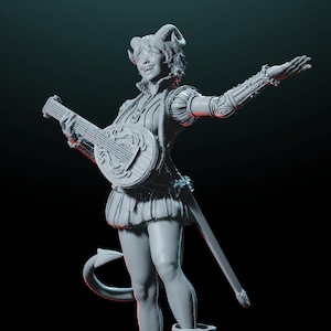 Tiefling Bard - Lute | TTRPG 3D-Printed Minis | Hero Character | Dungeons and Dragons | DnD | Fantasy Figures | For Players