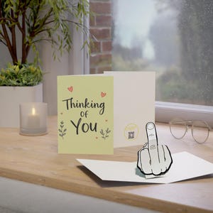Sympathy Pop Up Mittelfinger Karte | Ich denke an Dich | Falten Mittelfinger | Knebel Geschenk | Witzig | Handgemachte Grusskarten
