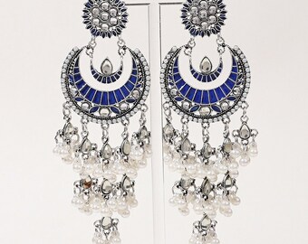 Light Luxury Tibetan Ethnic Style Earrings For Women Imitation Agate Wave New Retro Decorative Earrings