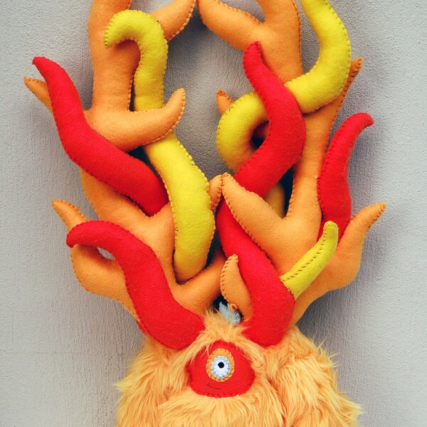 Fire Monster - Survival Monster Series - Handmade plush monster