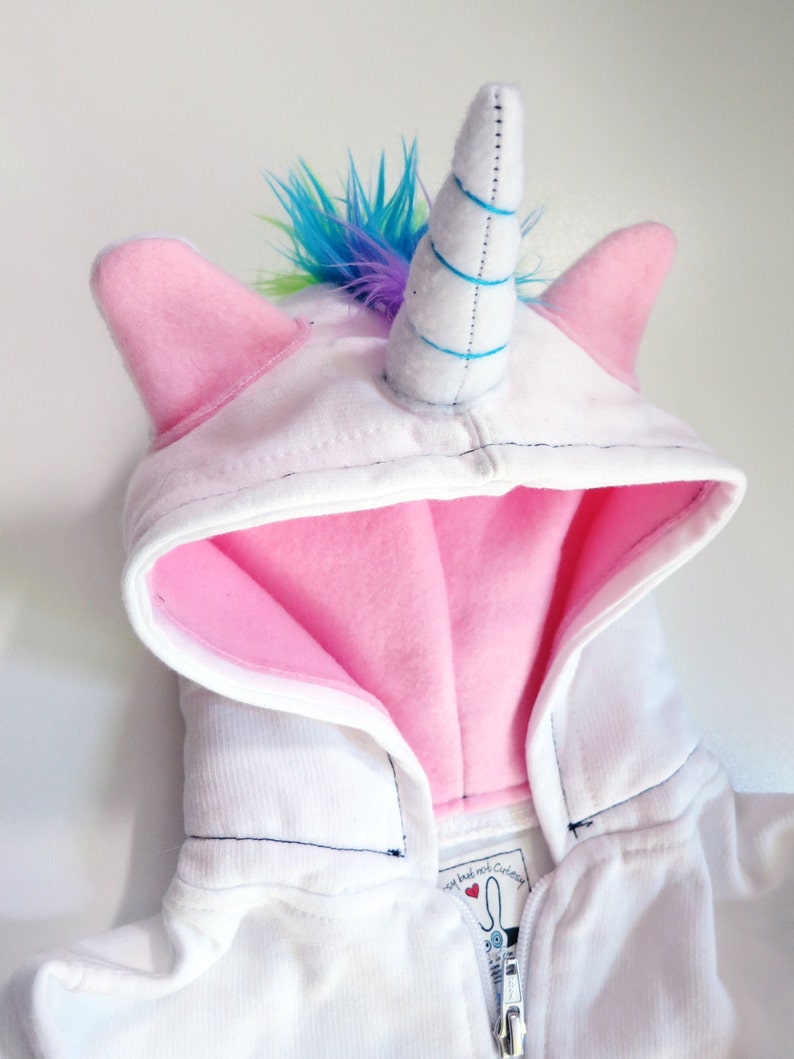 Toddler Unicorn Hoodie Size 2T White with pink great gift for kids rainbow mane custom jacket horned sweatshirt