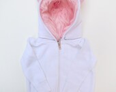 Baby Monster Hoodie - White with pink  - Newborn/3-6 months  -  monster hoodie, horned sweatshirt, infant jacket, great baby gift