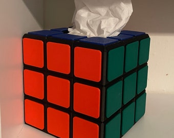 Vintage Rubik’s Cube tissue box cover for office, living room, den, kid’s room.