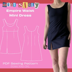 Empire Waist Mini Dress Pattern // Digital PDF Sewing Pattern // Women's Dress Pattern // Sizes XXS-3XL // Instant Download // Trendy 2025