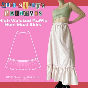 Ruffle Hem Maxi Skirt Pattern // Digital PDF Sewing Pattern // Women&#39;s Skirt Pattern // Sizes XS-XXL // Instant Download // Trendy 2025