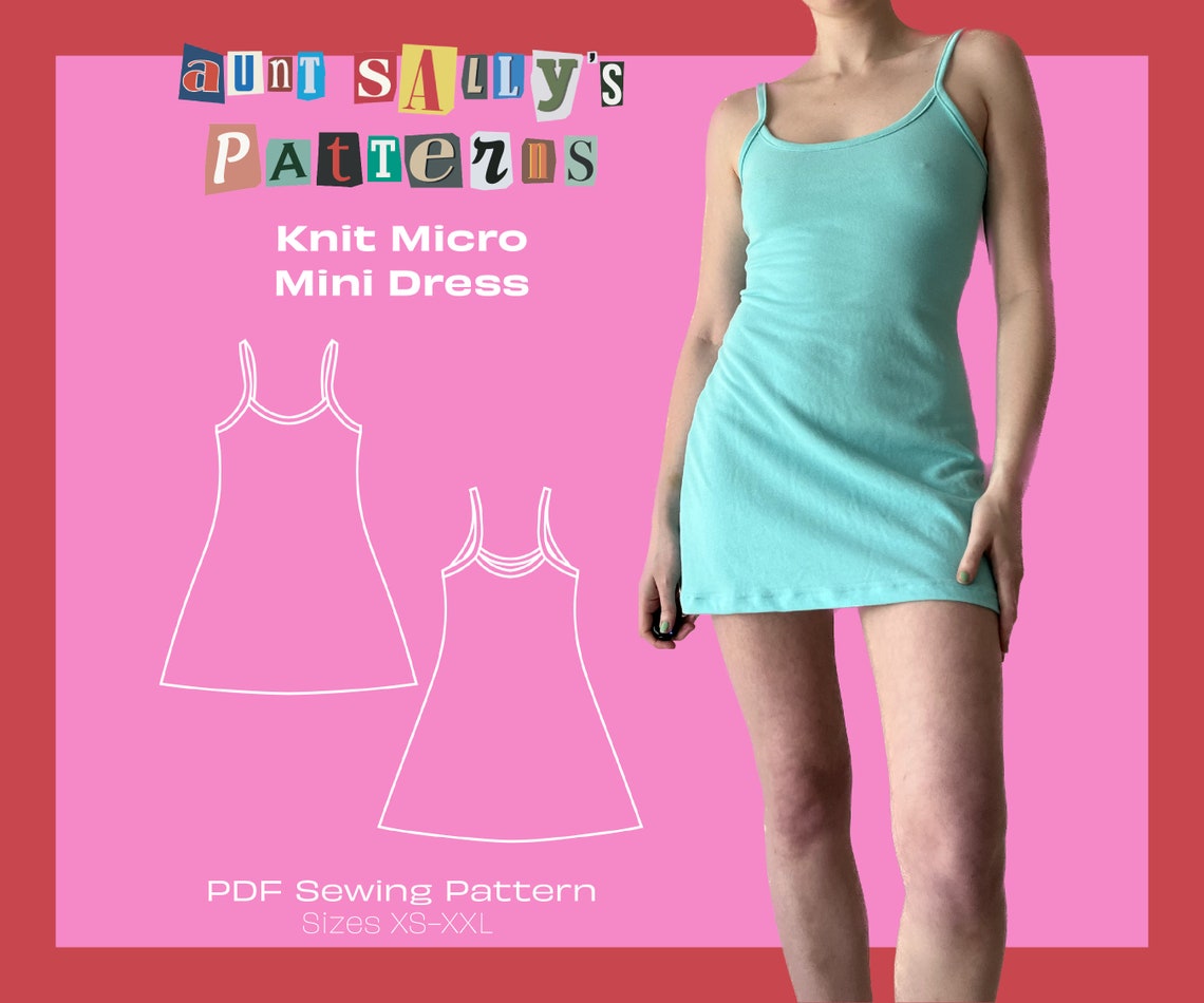 Fitted Knit Micro Mini Dress Pattern // Digital PDF Sewing Pattern ...