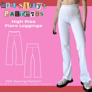 High Rise Flare Pants Pattern // Digital PDF Sewing Pattern // Women&#39;s Pants Pattern // Sizes XS-XXL // Instant Download // Trendy 2025