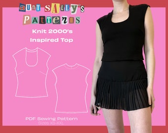 Knit Y2K Cap Sleeve U-Neck Top // Digital PDF Sewing Pattern // Women's Top Pattern // Sizes XS-XXL // Instant Download // Trendy 2025