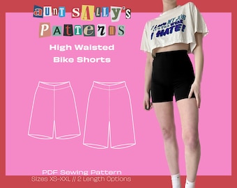 Modello pantaloncini da ciclista a vita alta // Modello di cucito PDF digitale // Modello pantaloncini da donna // Taglie dalla XS alla XXL // Download immediato // Trendy 2025