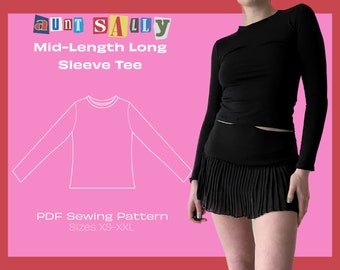 Mid-Length Long Sleeve Tee Pattern // Digitale PDF-Schnittmuster // Damen Top Schnittmuster // Größen XS-XXL // Sofortdownload // Trendy 2025