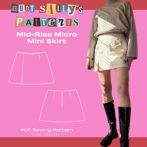 Mid Rise Slit Mini Skirt Pattern // Digital PDF Sewing Pattern // Women&#39;s Skirt Pattern // Sizes XXS-3XL // Instant Download // Trendy 2025