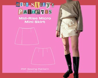 Mid Rise Slit Mini Skirt Pattern // Digital PDF Sewing Pattern // Women's Skirt Pattern // Sizes XXS-3XL // Instant Download // Trendy 2025
