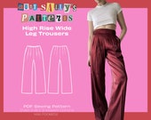 High Rise Pleated Wide Leg Trouser Pattern / Digital PDF Sewing Pattern / Women's Pants Pattern / Sizes 0-18 / Instant Download Trendy 2025