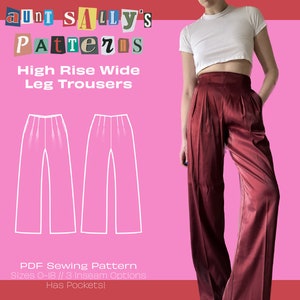 High Rise Pleated Wide Leg Trouser Pattern / Digital PDF Sewing Pattern / Women&#39;s Pants Pattern / Sizes 0-18 / Instant Download Trendy 2025