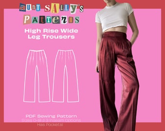High Rise Pleated Wide Leg Trouser Pattern / Digital PDF Sewing Pattern / Women's Pants Pattern / Sizes 0-18 / Instant Download Trendy 2025